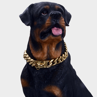 15mm/19mm Amazon New Anti-bite Stainless Steel Gold Collar Titanium Steel Dog Chain Dog Collar Collar