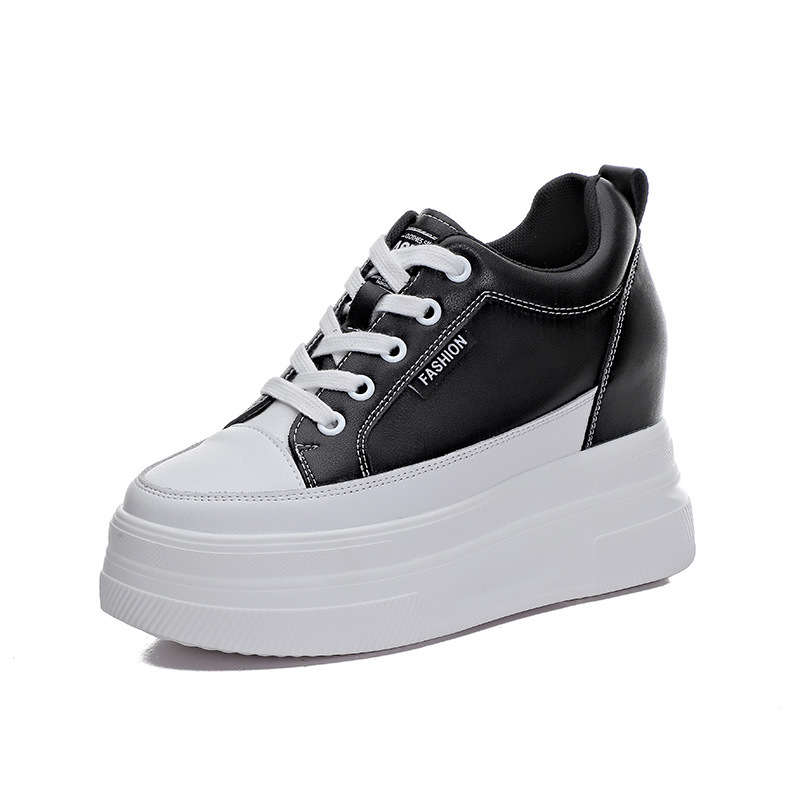 Trendy Sunday Height Increasing Women's Shoes New Casual Thick Sole Platform Wedge Flat Fleece-lined White Women's Shoes