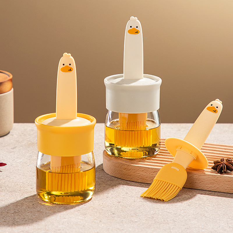 Silicone Oil Brush Household High Temperature Resistant Oil Brush Brush with Bottle Sub-pack Oil Pot Outdoor Barbecue Oil Brush Integrated Oil Brush Bottle