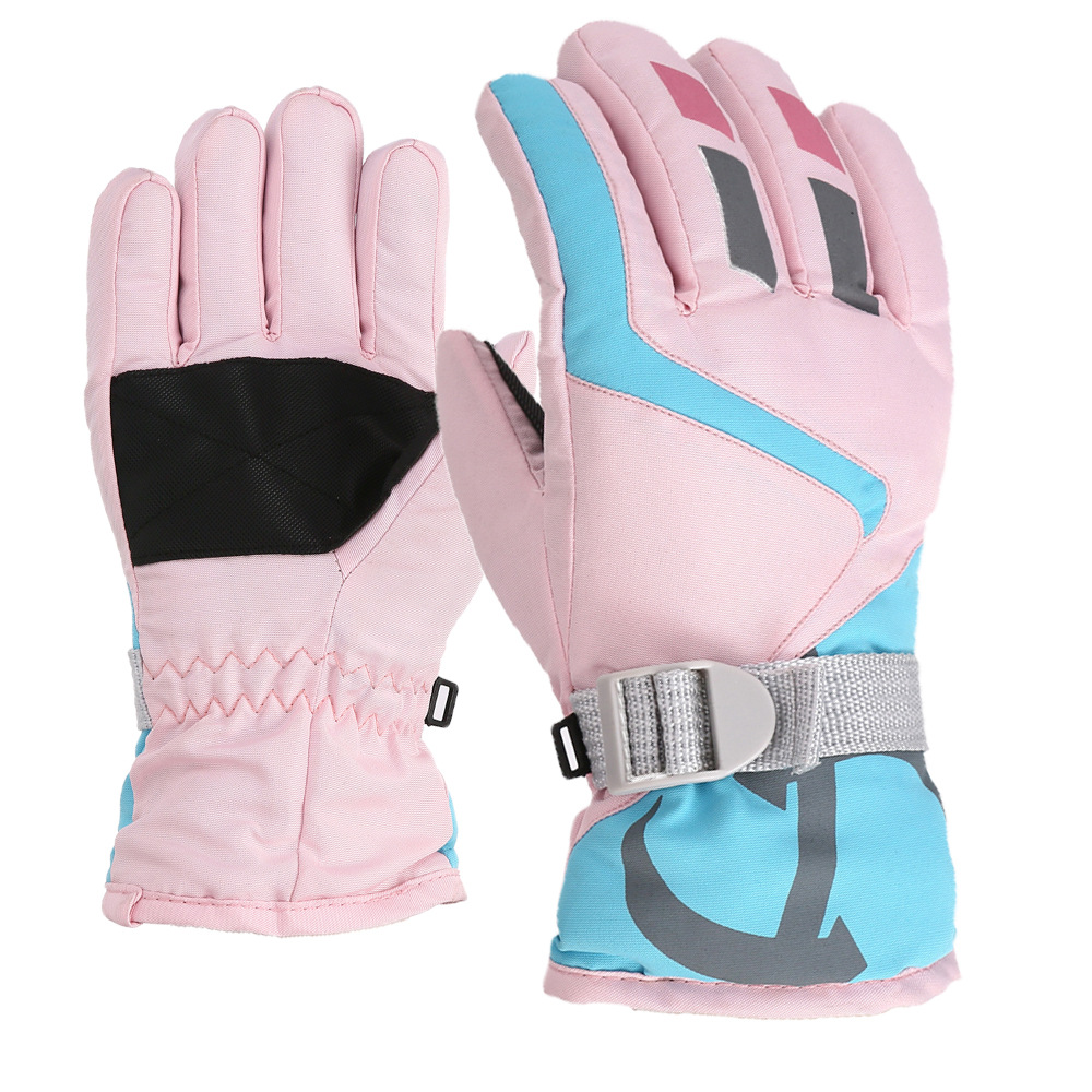 Children's ski gloves cycling waterproof winter warm outdoor roller skating snow gloves multi-size cross-border