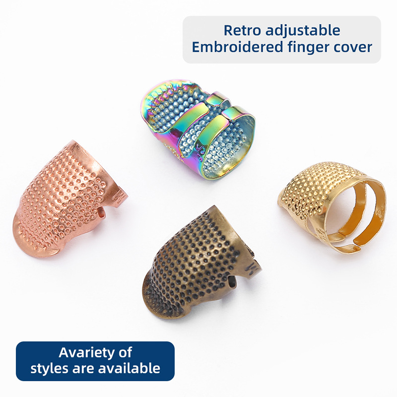 European-style Retro Adjustable Thimble Ring Cross-stitch Sewing Tools Household Hand-made Non-slip Metal Embroidery Finger Cover