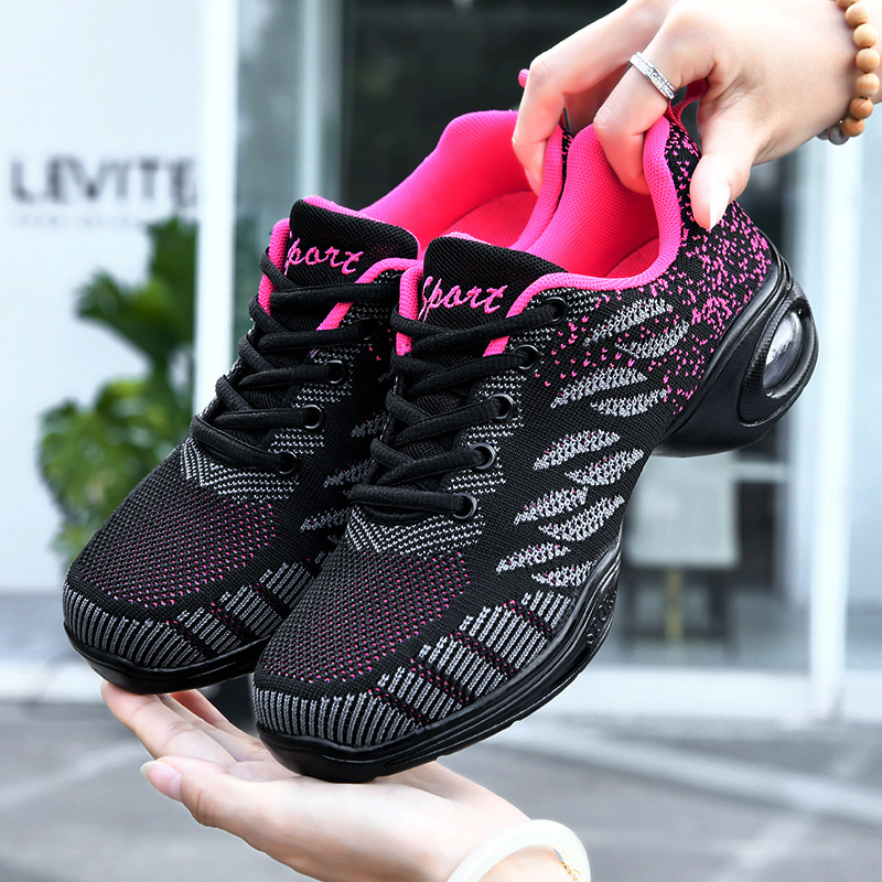 New Dancing Shoes Women's Soft Bottom Dancing Shoes Square Dancing Shoes Breathable Flying Mesh Cloth Shoes Female Sailor Jazz Sneakers
