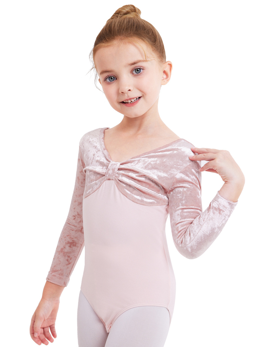 Children's Dancing Clothes Practice Clothes Autumn and Winter Girls' Grade Examination Body Clothes Velvet Long Sleeve Chinese Dance Clothing Ballet Clothes