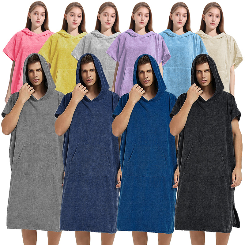 Amazon Microfiber Hooded Poncho Bath Towel Quick-Dry Diving Swimming Beach Surfing Men's and Women's Changing Bathrobes