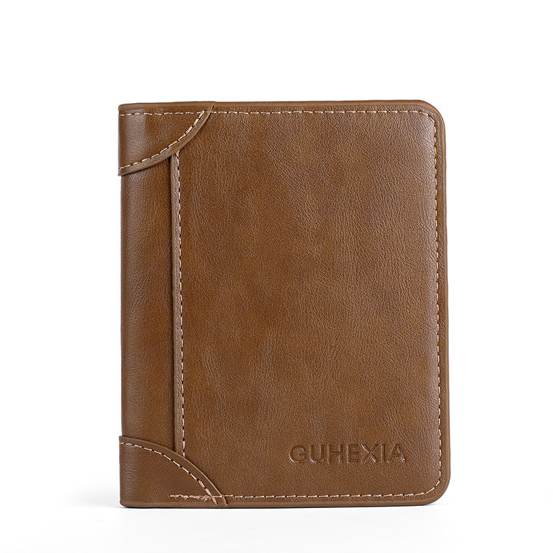 Wallet men's pu2023 new ultra-thin wallet with zipper soft wallet Trendy portable wholesale business retro