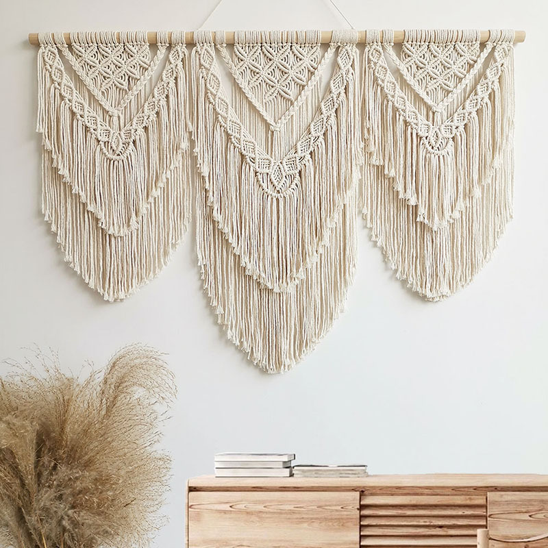 Hand-woven Nordic Lace Tassel Cotton Rope Large Tapestry Wall Hanging Decorations Wall Hanging Simple Decorative Partition Curtain