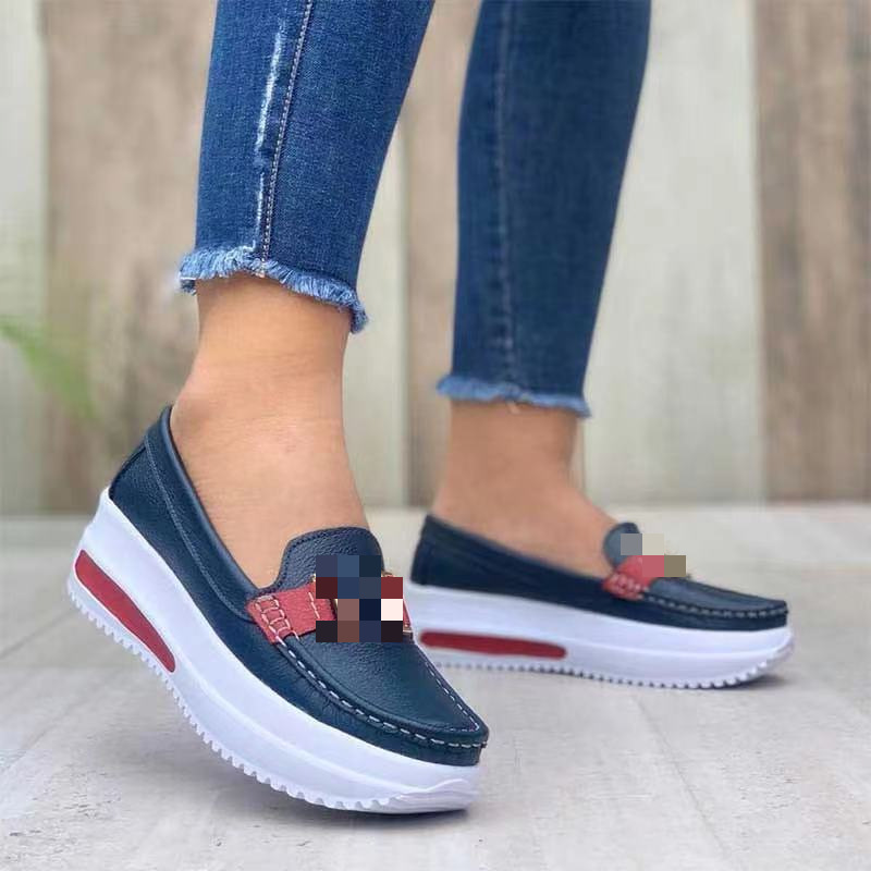 Foreign Trade Independent Station Autumn 2021 Thick Bottom Round Head Solid Color Women's 40-43PU Shallow Women's Flat Shoes