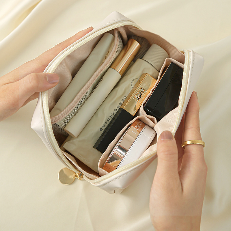 New PU cosmetic bag large capacity ins high sense travel waterproof storage bag trumpet hand wash bag wholesale