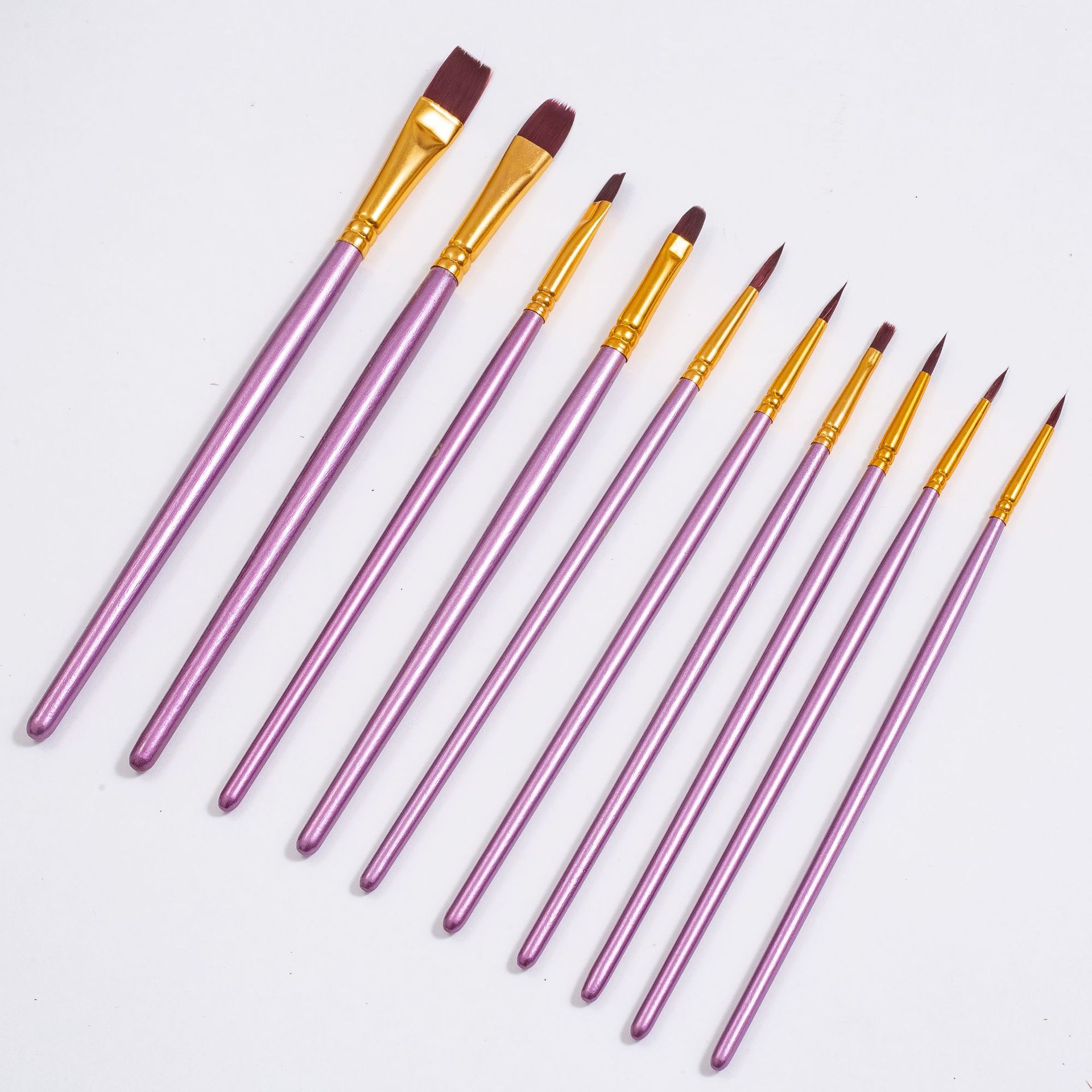 Amazon 10 Pack Water Painting Brushes Nylon Hair Propylene Oil Painting Gouhui Pen Art Gouache Pink Brush Set