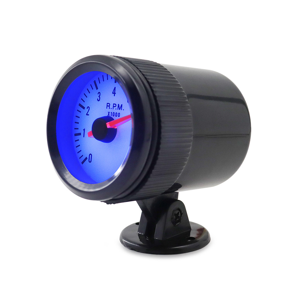 Cross-border hot 2-inch 52mm blue light black circle car tachometer 0-8000rpm suitable for 1-8 cylinder