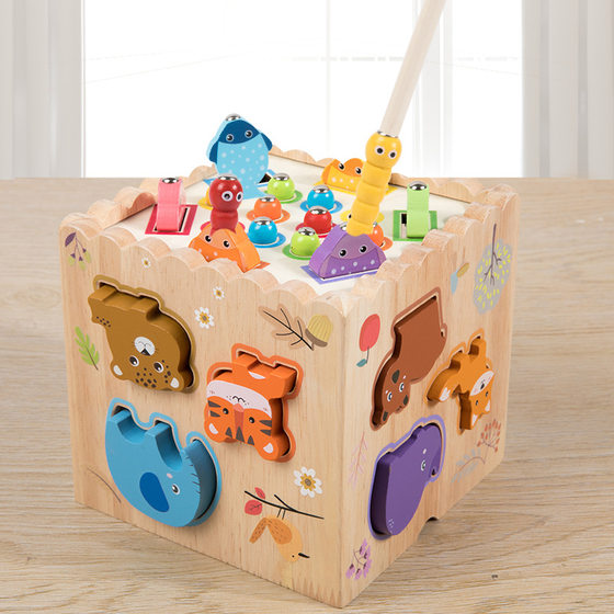 Children's Wooden Shape Pattern Educational Matching Building Blocks Eight-in-One Multifunctional Intelligence Box Assembled Combination Toys