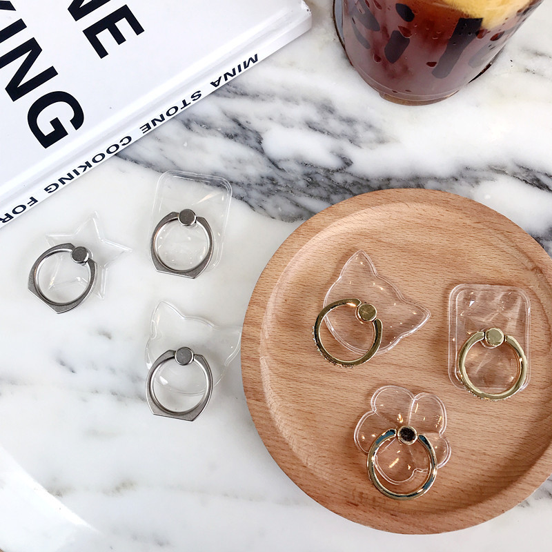 Transparent ring buckle crystal ring buckle bracket transparent metal ring buckle PC acrylic diamond ring mobile phone bracket