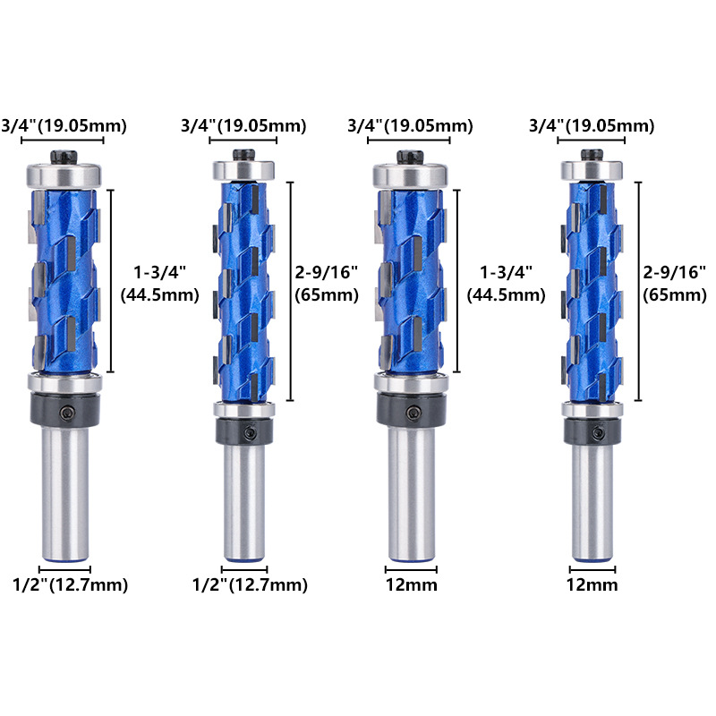 Cross-border new 12mm shank flush finishing end mill spiral double bearing woodworking milling cutter wholesale