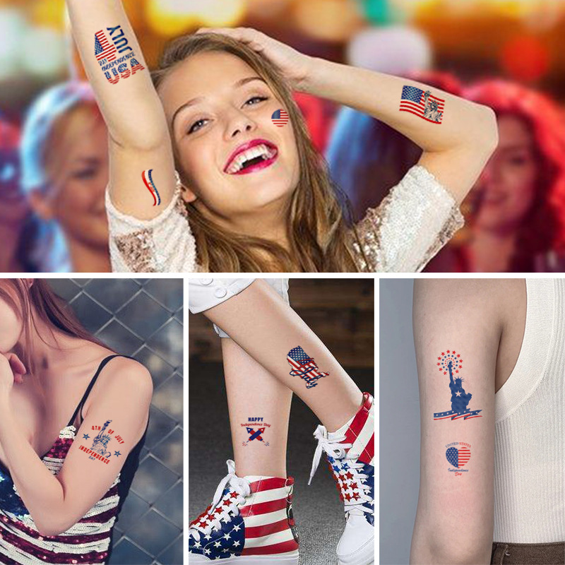 New Spot Independent Day Tattoo Sticker Tattoo Sticker Water Transfer Face Sticker Waterproof Temporary Tattoo Sticker Set