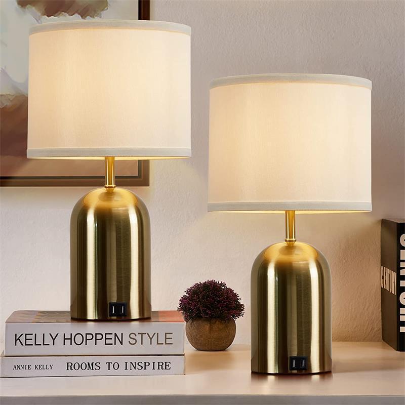 American style minimalist retro touch switch 3-level dimmable double USB charging port bedroom bedside decoration lamp