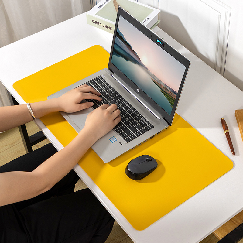 Computer office leather mouse pad oversized table mat household waterproof keyboard pad solid color writing desk mat