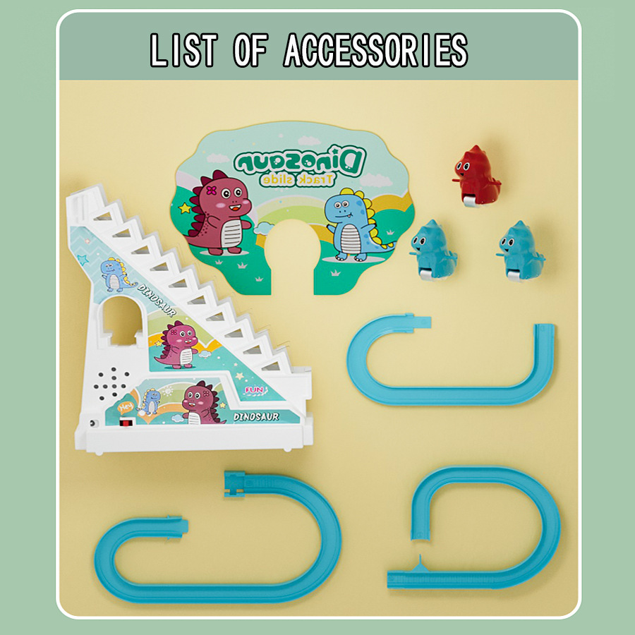 Cross-Border little dinosaur climbing stairs electric track little duck slide toy dinosaur roller coaster with light music