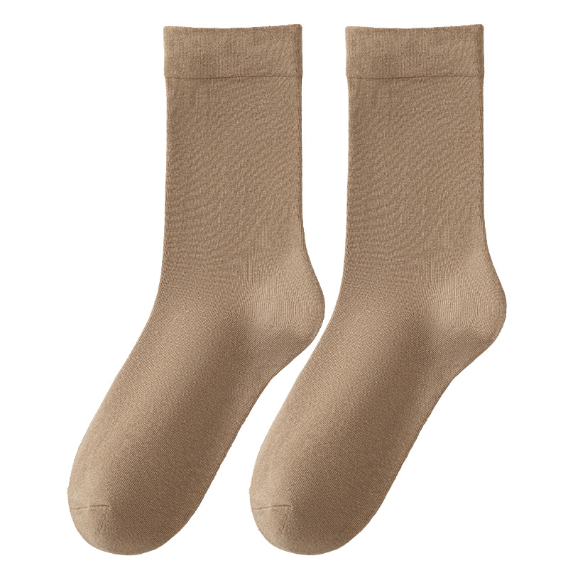 Women's socks autumn and winter mid-calf cotton boneless confinement socks sweat-absorbent breathable solid color Japanese loose mouth pile stockings