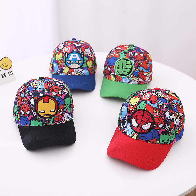 Marvel children's hat Spider-Man peaked cap boy Batman sun protection baseball cap digital printing sun hat tide
