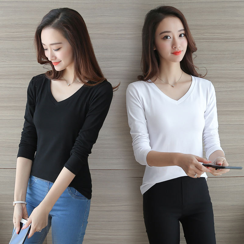  new autumn round neck women's long-sleeved T-shirt women's bottoming shirt with women's T-shirt top T-shirt wholesale