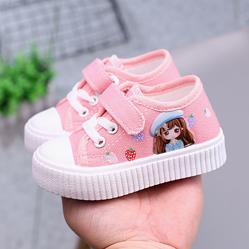 2022 Spring and Autumn New Children's Canvas Shoes Girls' Shoes Soft Sole Baby Toddler Shoes Boys' Board Shoes Breathable Cloth Shoes