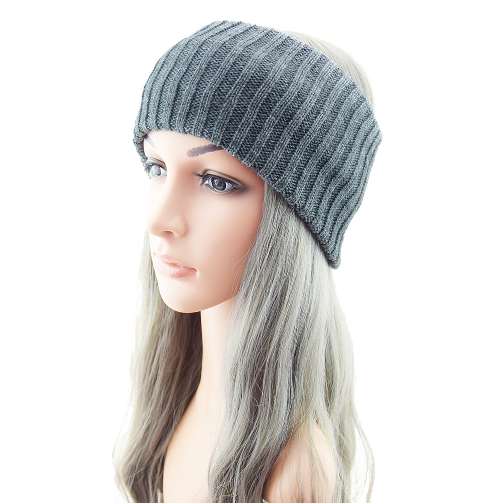 European and American Double-layer Hair Band Knitted Vertical Pattern Headband Blogger Wash Hair Band Woolen Sports Hair Accessories Wide-brimmed Headband