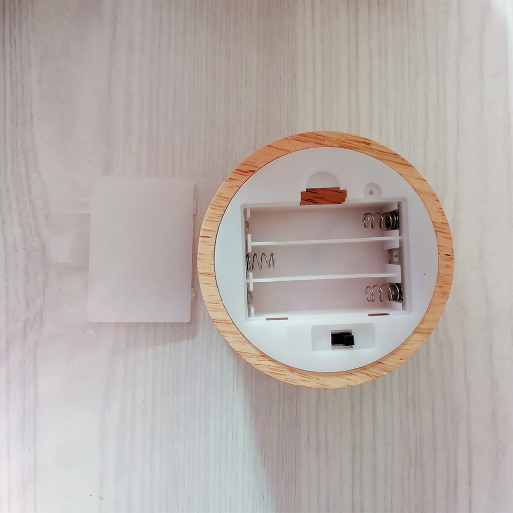 Yonii LED solid wood night light 3 7th battery AAA wireless round solid wood luminous base warm lamp