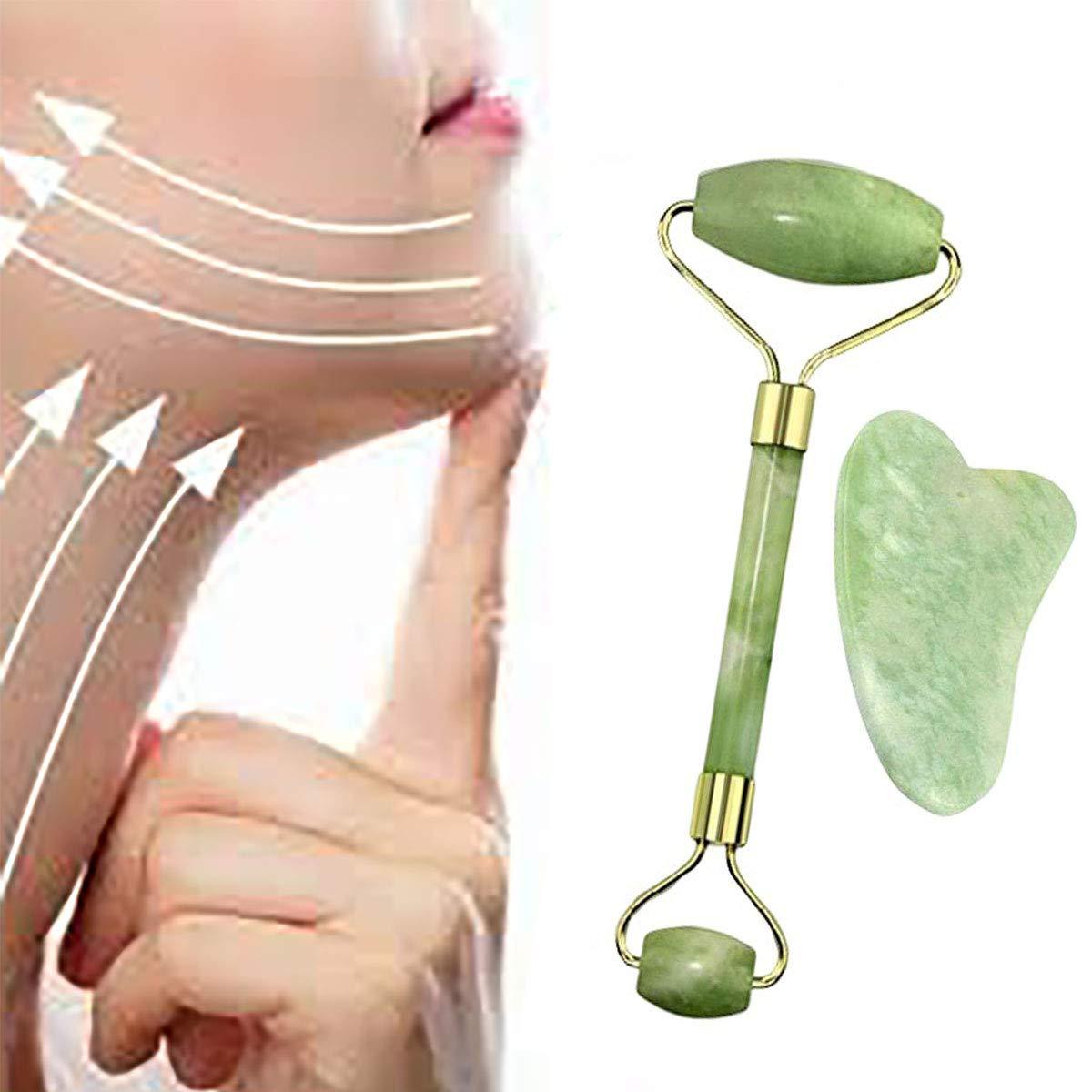 2022 Jade beauty container facial Roller massage stick jade push massager resin scraping board Meridian Health Care set
