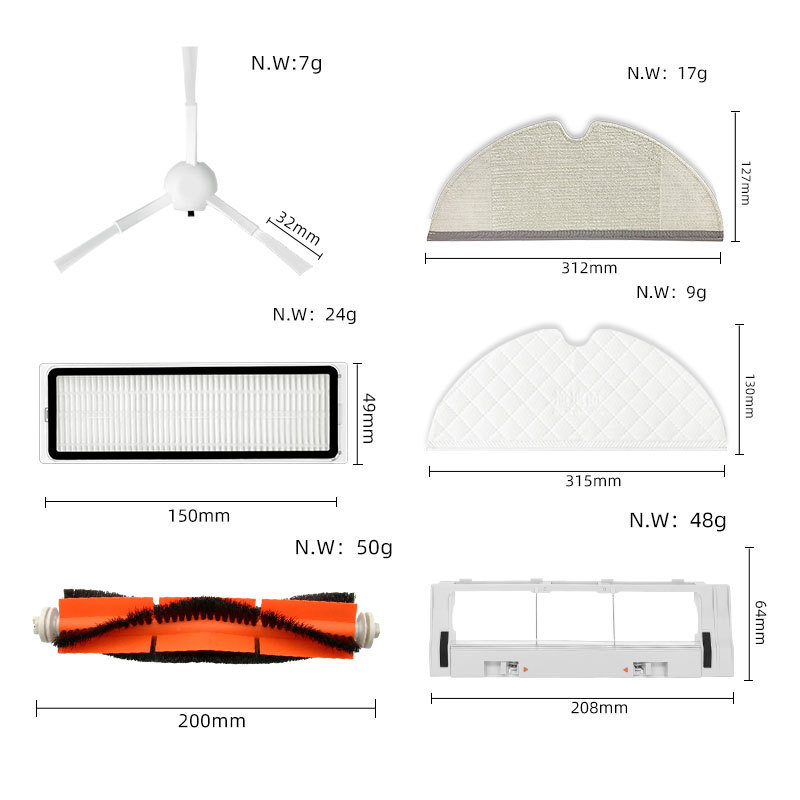 Suitable for Xiaomi 1C sweeping robot F9/2C/1T accessories cloth filter screen edge roller brush cover dust box water tank
