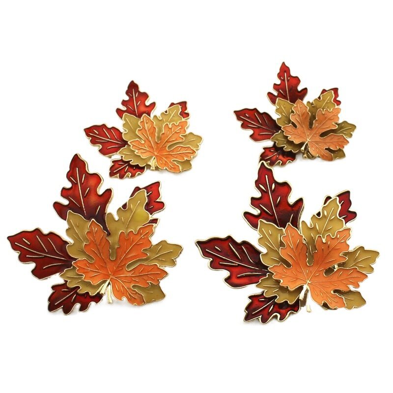 Vintage Exaggerated Multi-Layer Alloy Oil Dropping Maple Leaf Brooch Accessories Vintage Advanced DIY Pin Brother Corsage
