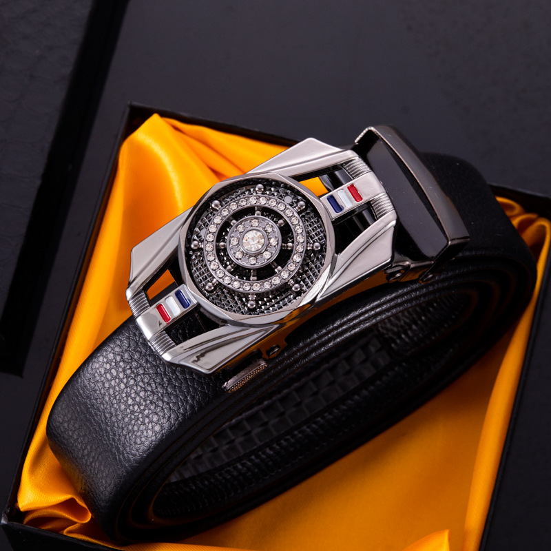 Diamond-encrusted time-to-time operation Belt Men's automatic buckle trembles live explosion casual Joker business Belt manufacturers_voghion.com