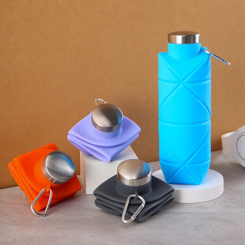 Outdoor Creative Silicone Sports Kettle Food Grade Silicone Portable Anti-fall Silicone Water Bottle Diamond Folding Water Cup