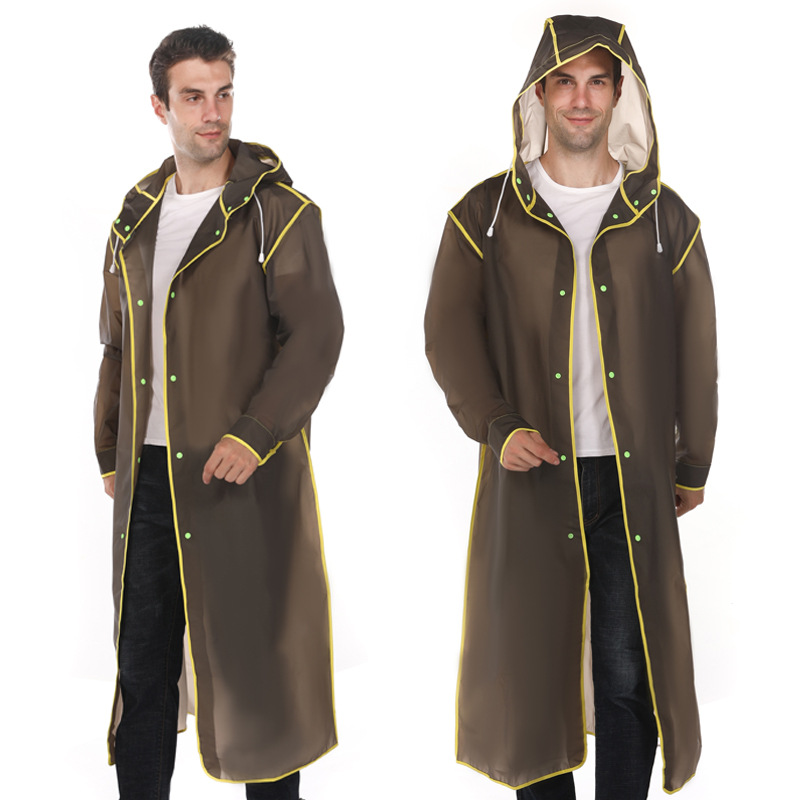 EVA Windbreaker Foreign Trade Cross-border Raincoat Men's and Women's Outdoor Integrated Extra Large Long Thickened Black and White Poncho Rain