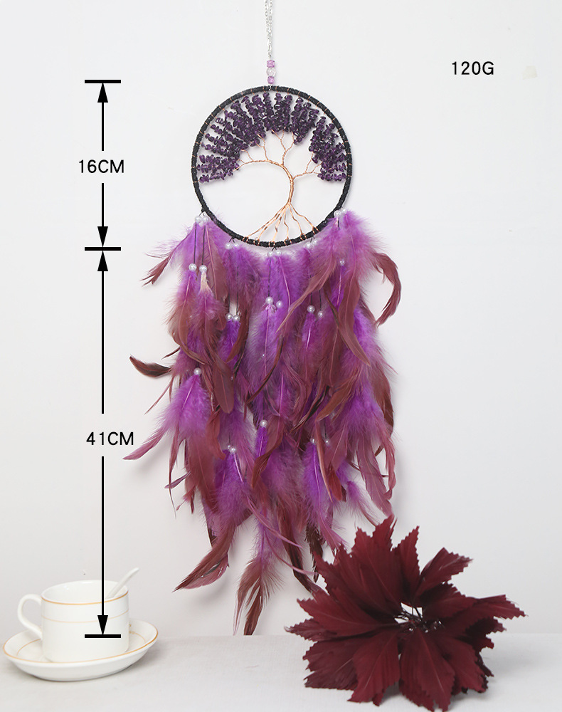 Tree of Life Dream Catcher Gravel Craft Decoration Gift Wind Chimes Pendant Room Indoor Home Decoration Dream Catcher