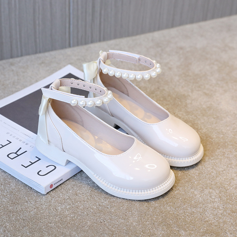 Ruirui girls' Princess leather shoes 2023 autumn children's Korean style western style small leather shoes medium and big Children soft bottom shoes single-layer shoes