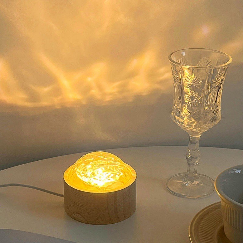 Light and Shadow table lamp rotating water pattern light night light projection Aurora flame bedside lamp bedroom gift