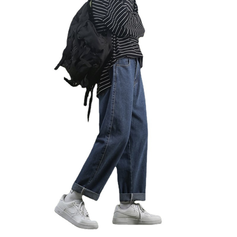 Jeans Men's 2023 Summer Trendy Brand Loose Straight Hong Kong Style Wide Leg Casual Summer Long Pants Men's Black
