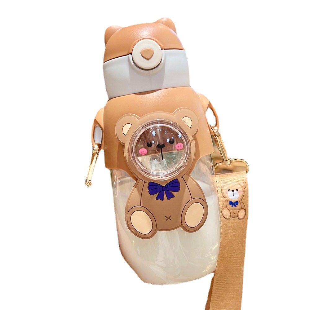 Children's Water Cup Boys Cute Summer Internet Red Cup Drop-resistant Suction Tube Cup Girls School Kindergarten Baby Water Bottle
