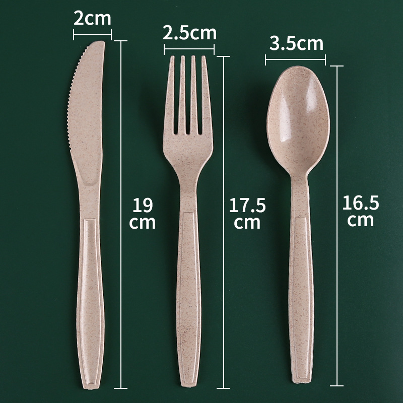 7 Inch Disposable Thickened Plastic Knife and Fork Spoon Separate Packaging Kraft Paper Bag Light Food Fork Spoon Pasta Salad Fork