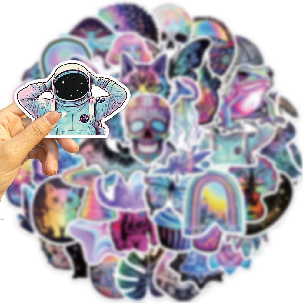 50 cartoon psychedelic mysterious graffiti stickers personalized decoration guitar notebook luggage DIY waterproof wholesale