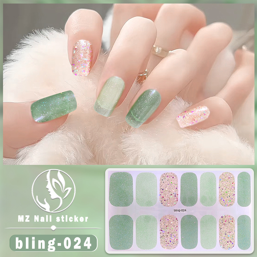 bling Aurora Series No Baking Gel Nail Art Stickers Waterproof Lasting Nail Stickers Wearing Nail Polish Film Full Stickers