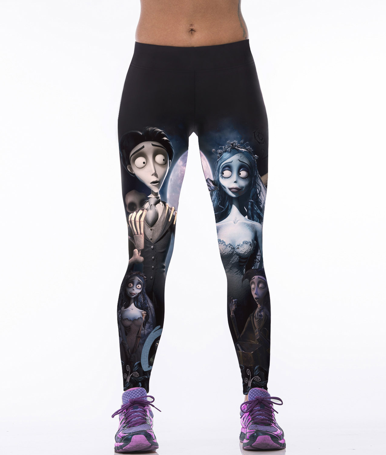 Cross-border European and American hip lifting sexy yoga cropped pants women's pants one-piece pants sports leggings outer wear picture printing