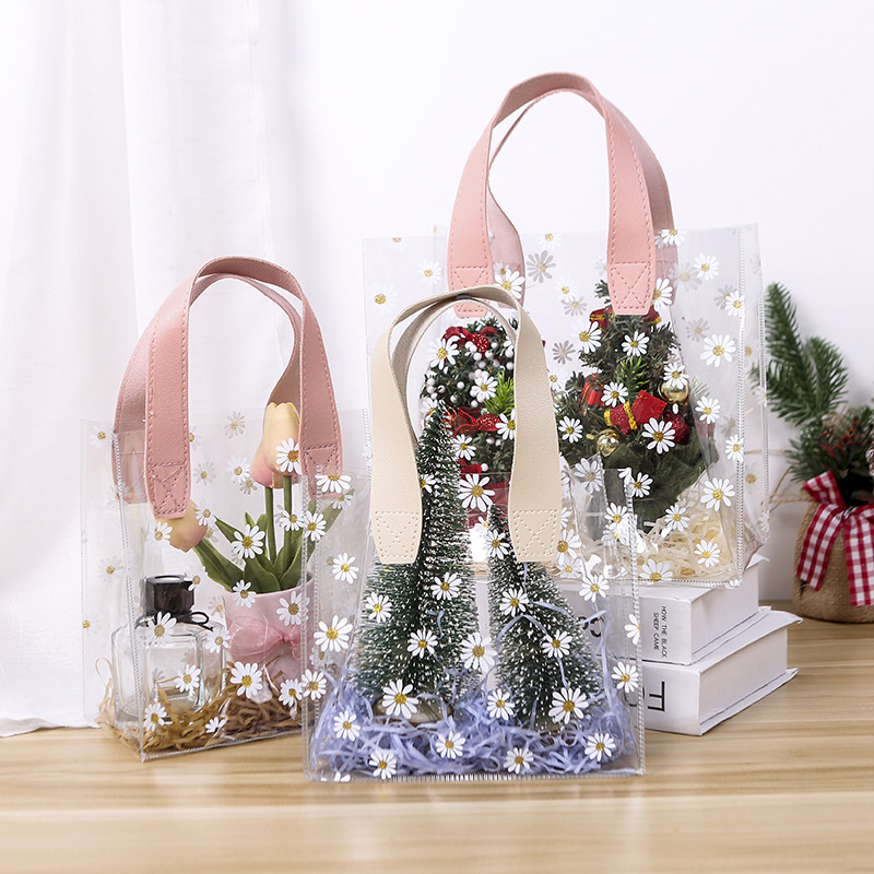 Internet Celebrity Gift Bag Transparent Portable ins Gift Accompanying Gift Bag PVC Wedding Wedding Candy Plastic Bag Packaging Wholesale