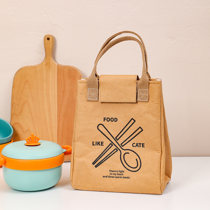 DuPont Paper Kraft Paper Lunch Bag Aluminum Foil Insulation Bag Lunch Box Bag Waterproof and Oil Proof Lunch Box Bag Lunch Bag