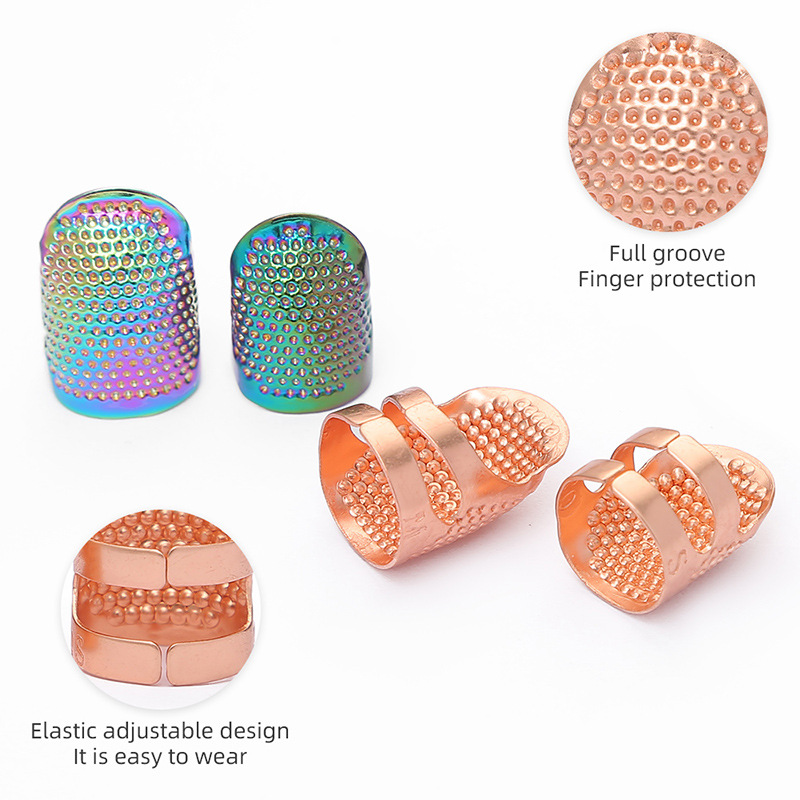 European-style Retro Adjustable Thimble Ring Cross-stitch Sewing Tools Household Hand-made Non-slip Metal Embroidery Finger Cover