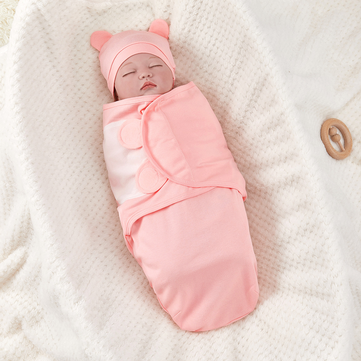 Newborn anti-shock swaddling cotton printed wrap towel spring and summer baby wrap cloth two-piece set baby anti-kick blanket