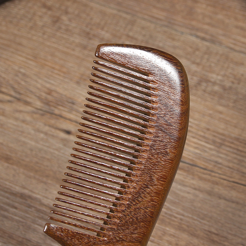 Wooden Comb Large Black Gold Sandalwood Comb Electrostatic Massage Hair Loss Anti-Wide Teeth Household Straight Hair Curly Hair Portable Comb Engraving