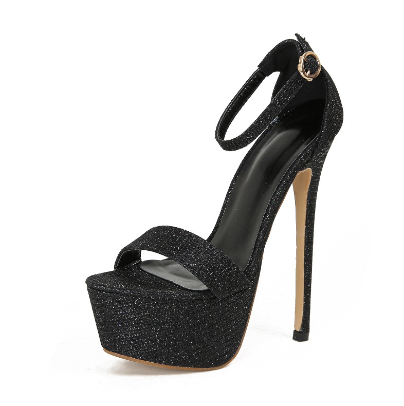 2018 New European and American Foreign trade sexy one-strap shiny high heel women's platform plus size sandals my9966-81