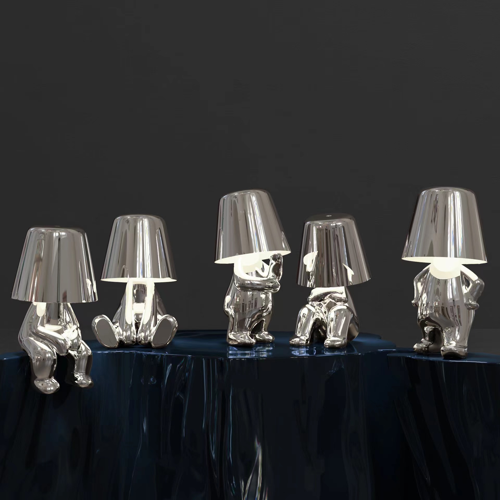Cross-border for Thinkers Little Golden Man Table Lamp Bedroom Nightlight USB Charging Decorative Table Lamp Touch Atmosphere