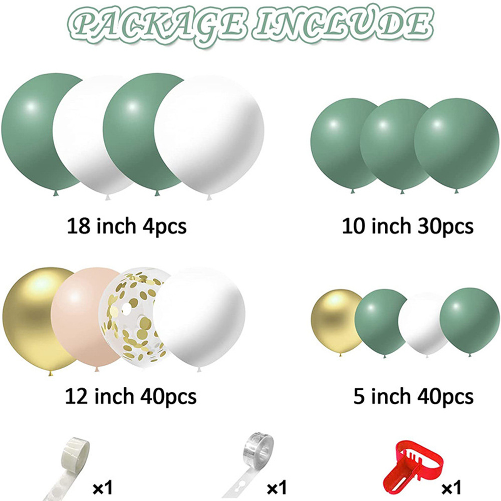 Amazon 18 inch vintage pea green avocado balloon chain suit birthday party wedding decoration latex balloon